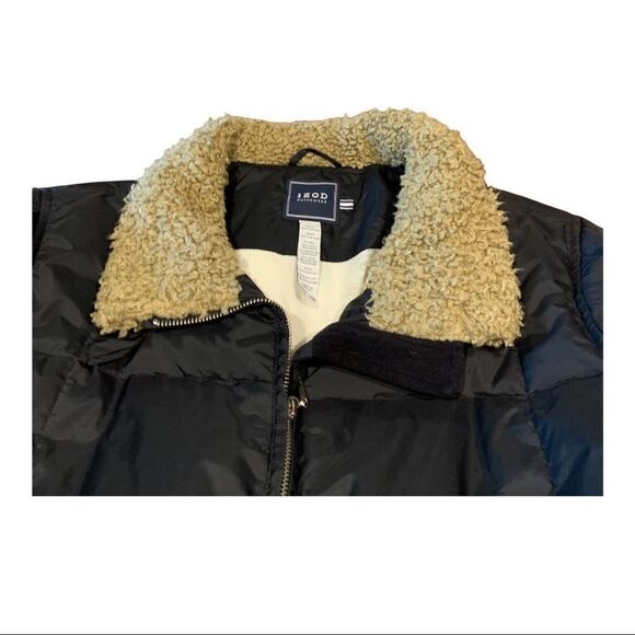 IZOD OUTERWEAR Black Puffer Jacket Teddy Collar Duck Feathers XL - Picture 2 of 8